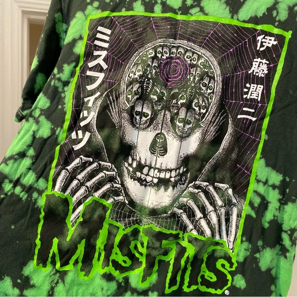 Misfits x Junji Ito Rose Skull Tie Dye Band Tee Shirt Medium Punk - Picture 3 of 6